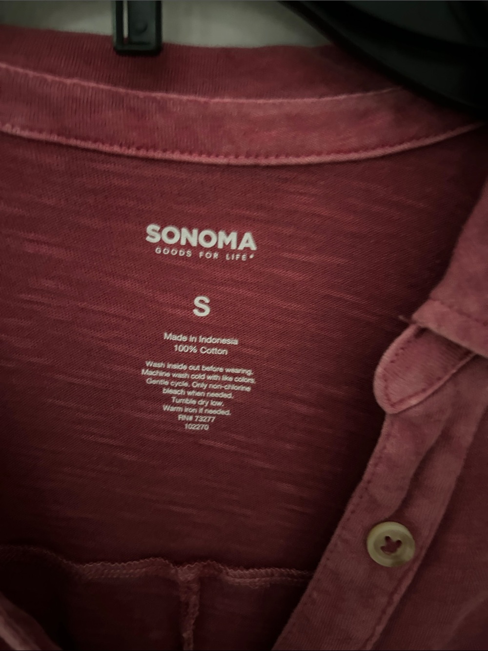 Sonoma Sleeveless Button Polo Tank - Wine - Picture 2 of 3